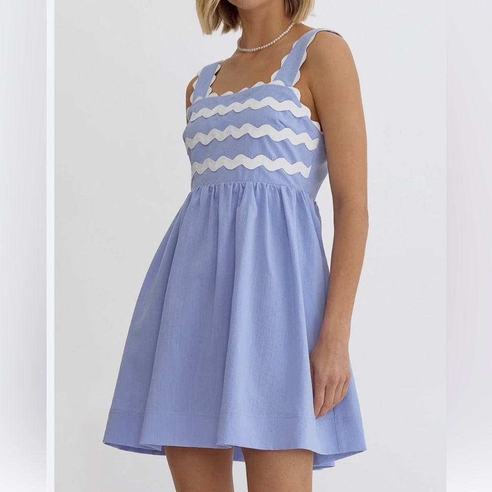 Blue Ric Rac Scalloped Trim Dress size large